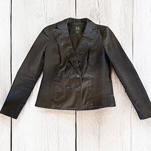 Armani Exchange Women’s Black Double Breasted Denim Blazer Jacket Size S